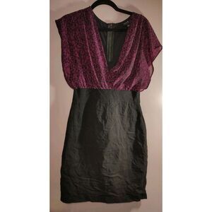 Nicole by Nicole‎ Miller Dress 8 Paisley Purple Black Bodycon Midi